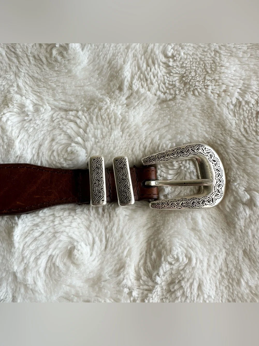 Leather Concho Belt Mens 34 Brown Silver Haggar Buckle Western Cowboy Full Grain